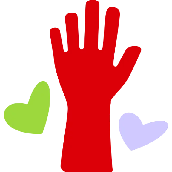 Hand drawn icon of hand with hearts